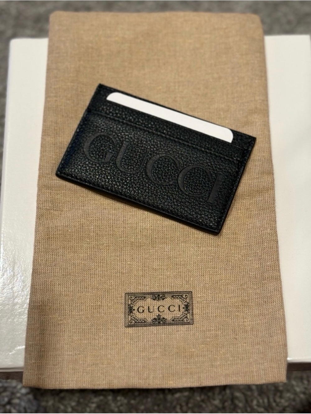 Gucci Black Embossed Leather Card Holder